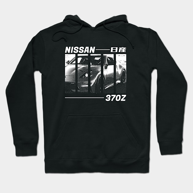 NISSAN 370Z Black 'N White 3 (Black Version) Hoodie by Cero